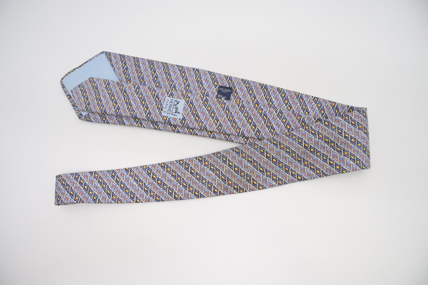Hermes Tie In Multicolor Silk Handbag Blue Travel Bag
