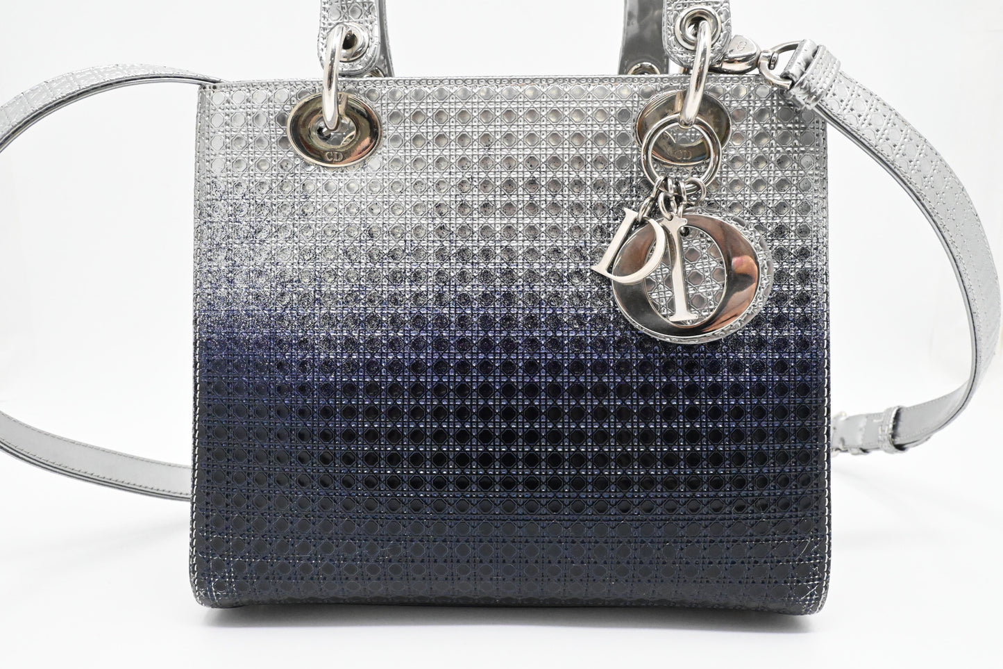 Dior Small Lady In Gradient Handbag Leather Blue Travel Bag