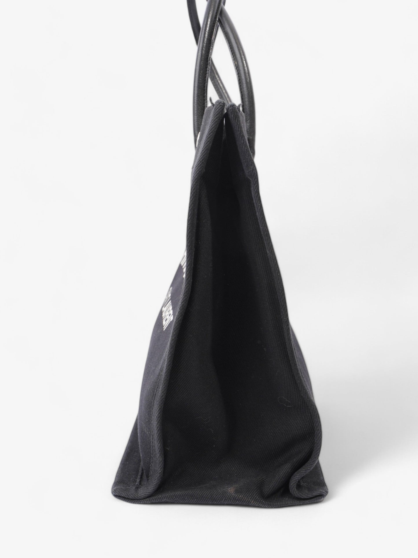 YSL Saint Laurent Rive Gauche Cotton Tote Bag Black White Large