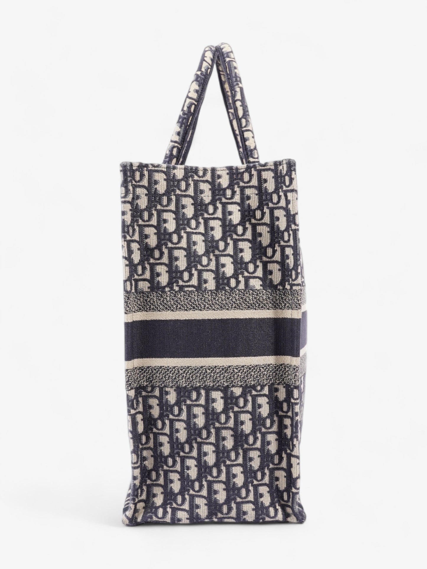 Dior Christian Book Tote Ecru And Oblique Canvas Blue Large Tote Bag