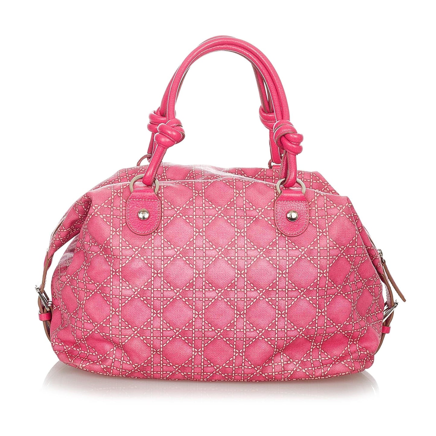 Dior Cannage Print Handbag Shg Canvas Satchel Bag