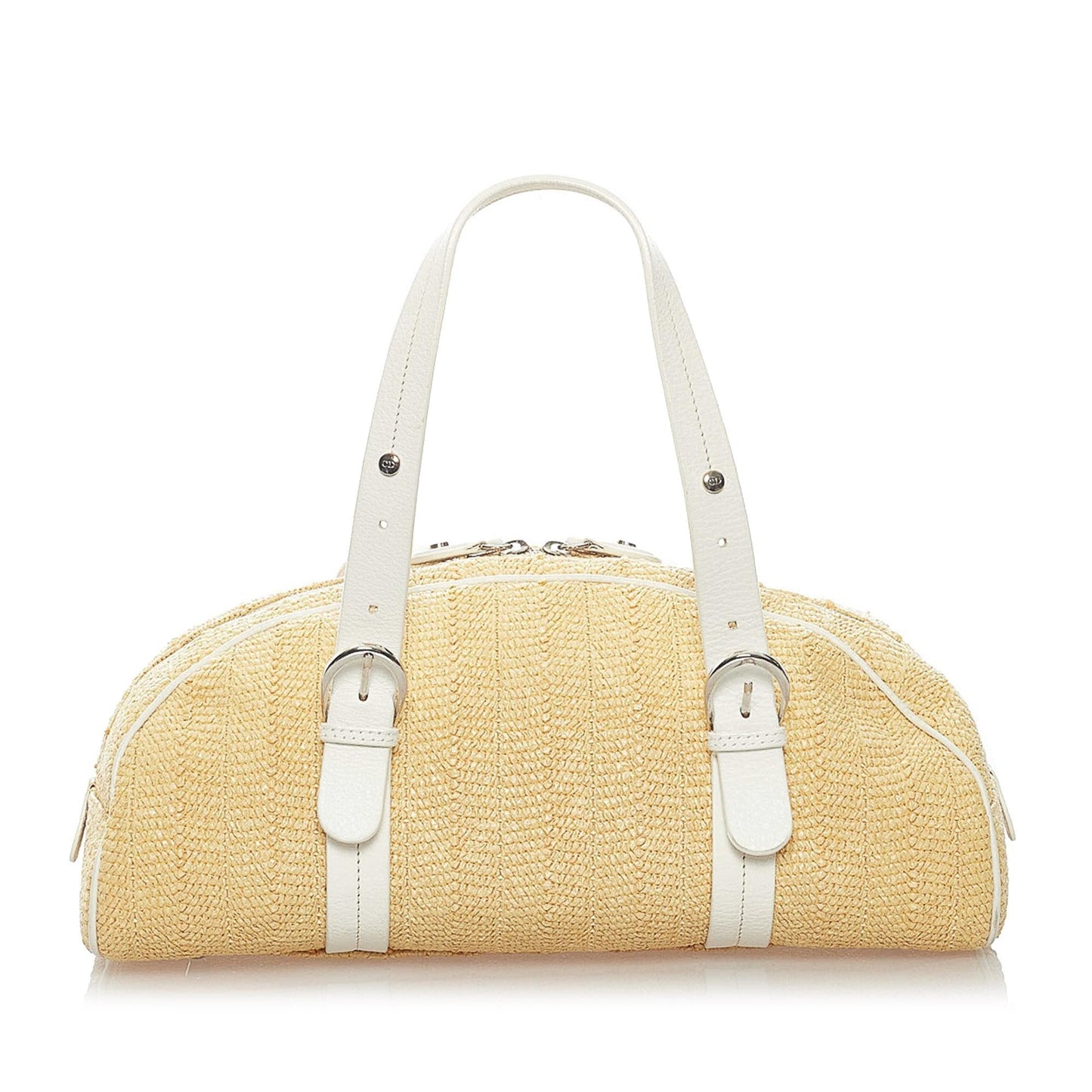 Dior Floral Handbag Shg Raffia Satchel Bag