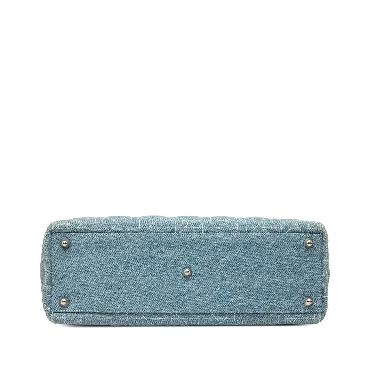 Dior Cannage Acrylic Handles Lady Satchel Bag Denim Large