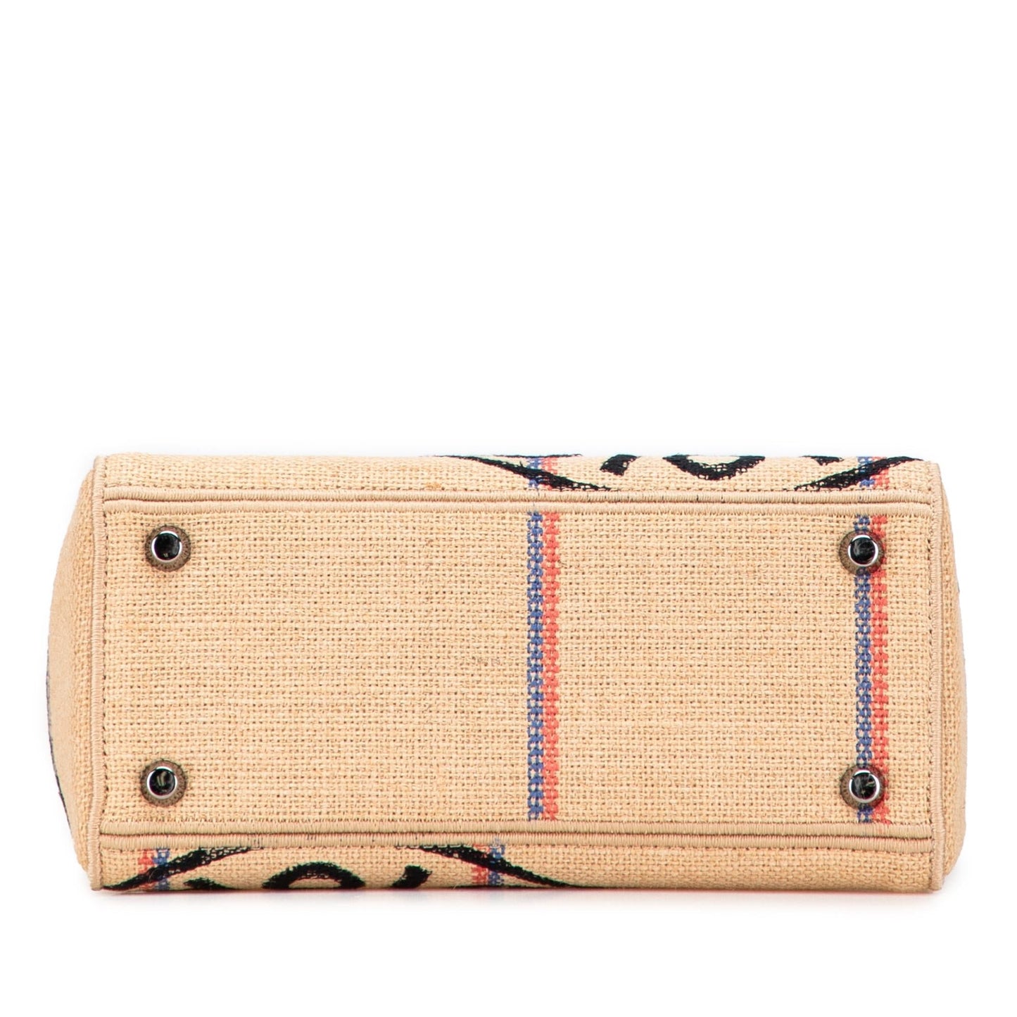 Dior Jute Lady Lite Satchel Bag Medium Embroidered