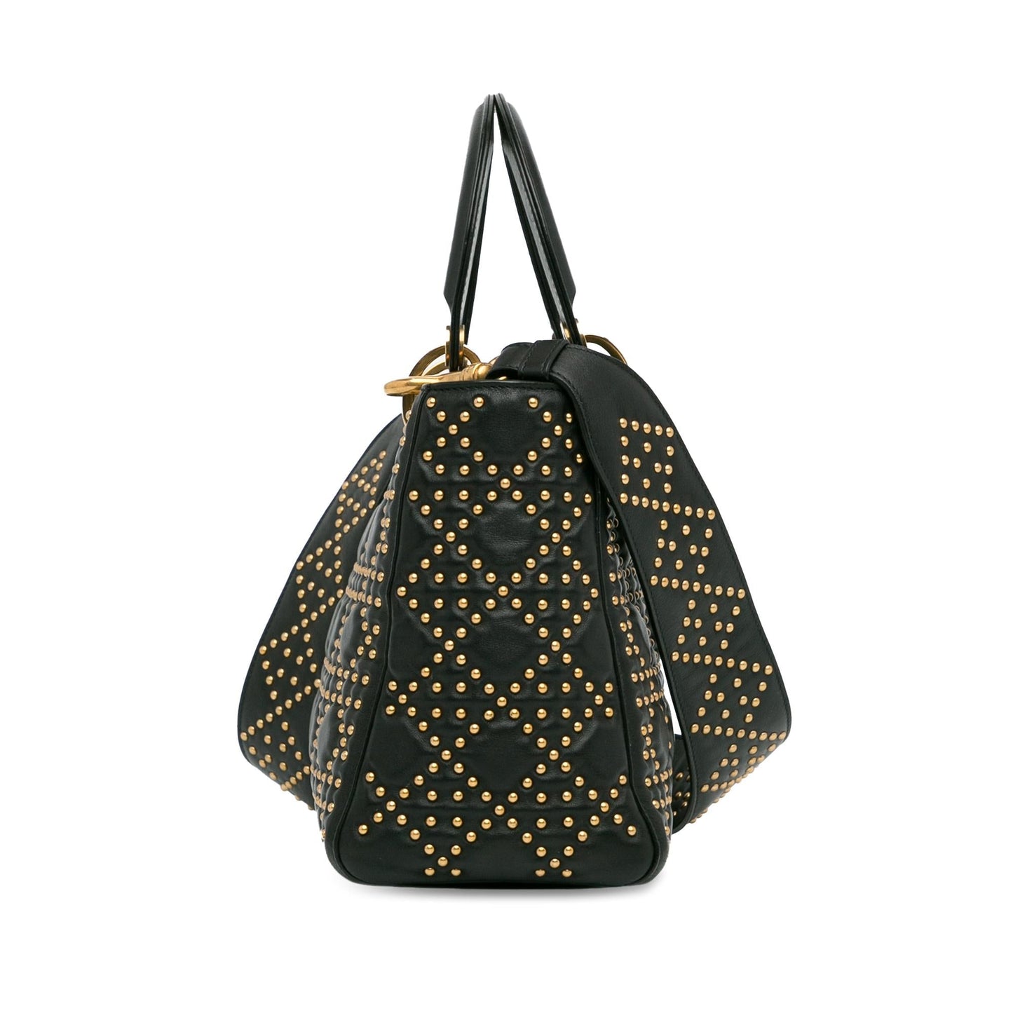 Dior Cannage Studded Supple Lady Shg 7Ohnyd Satchel Bag Lambskin Medium