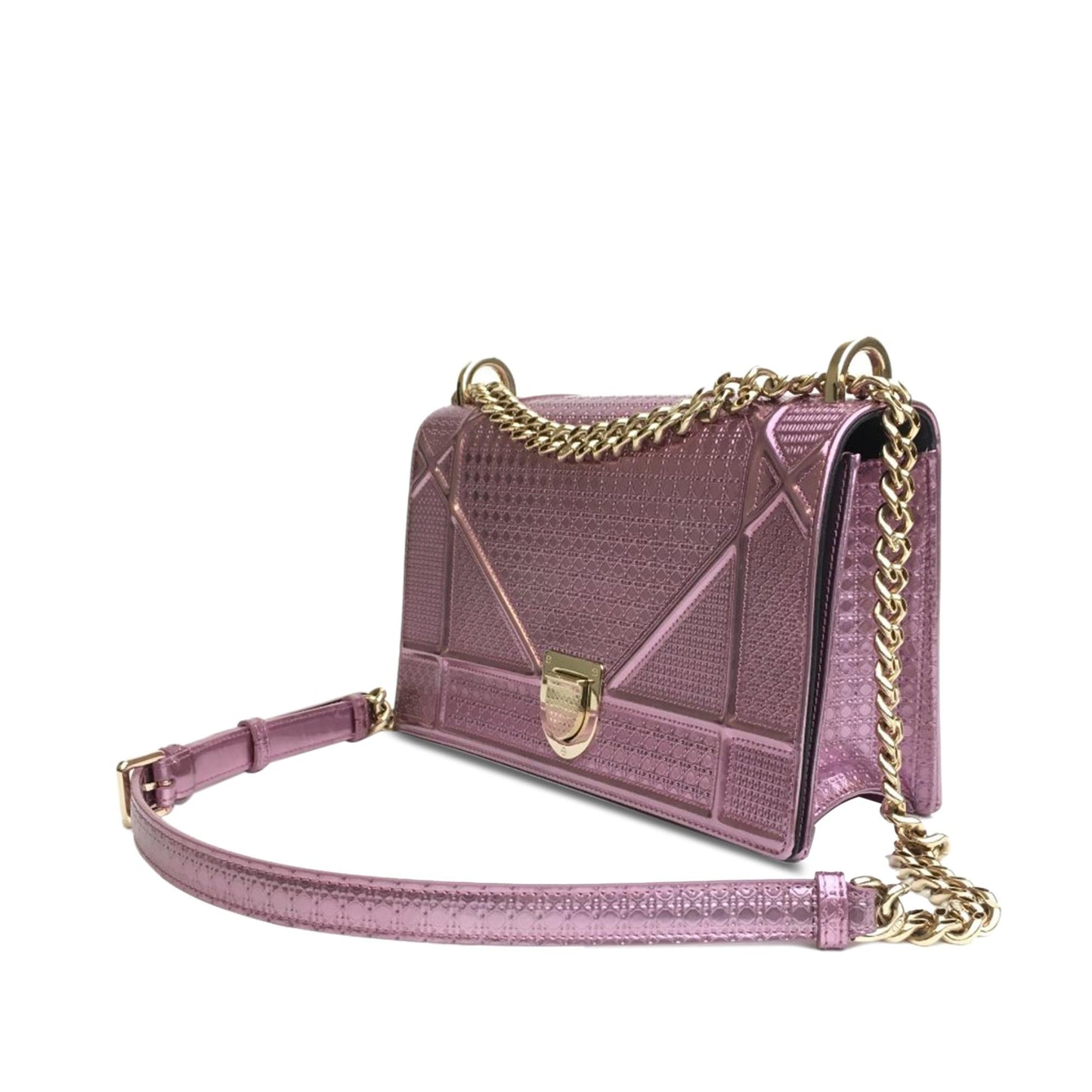 Dior Metallic Microcannage ama Shg 7Dt5Sh Crossbody Bag Patent Medium