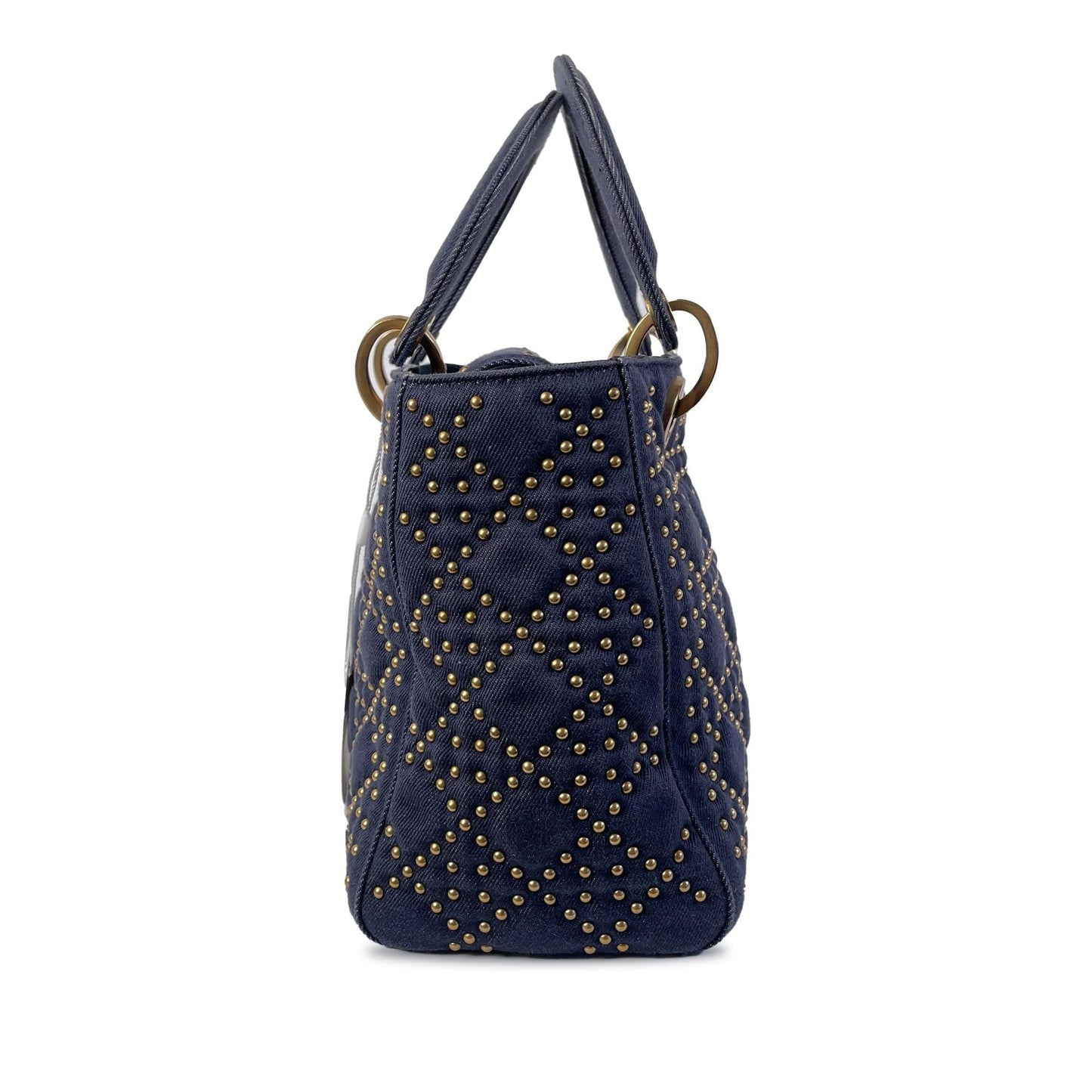 Dior Studded Supple Lady Shg Cnhn7T Satchel Bag Denim Medium