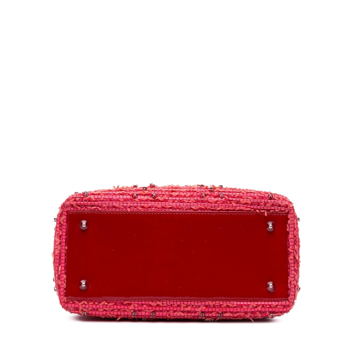 Dior Tweed Fringe Rhinestone Lady Satchel Bag Medium