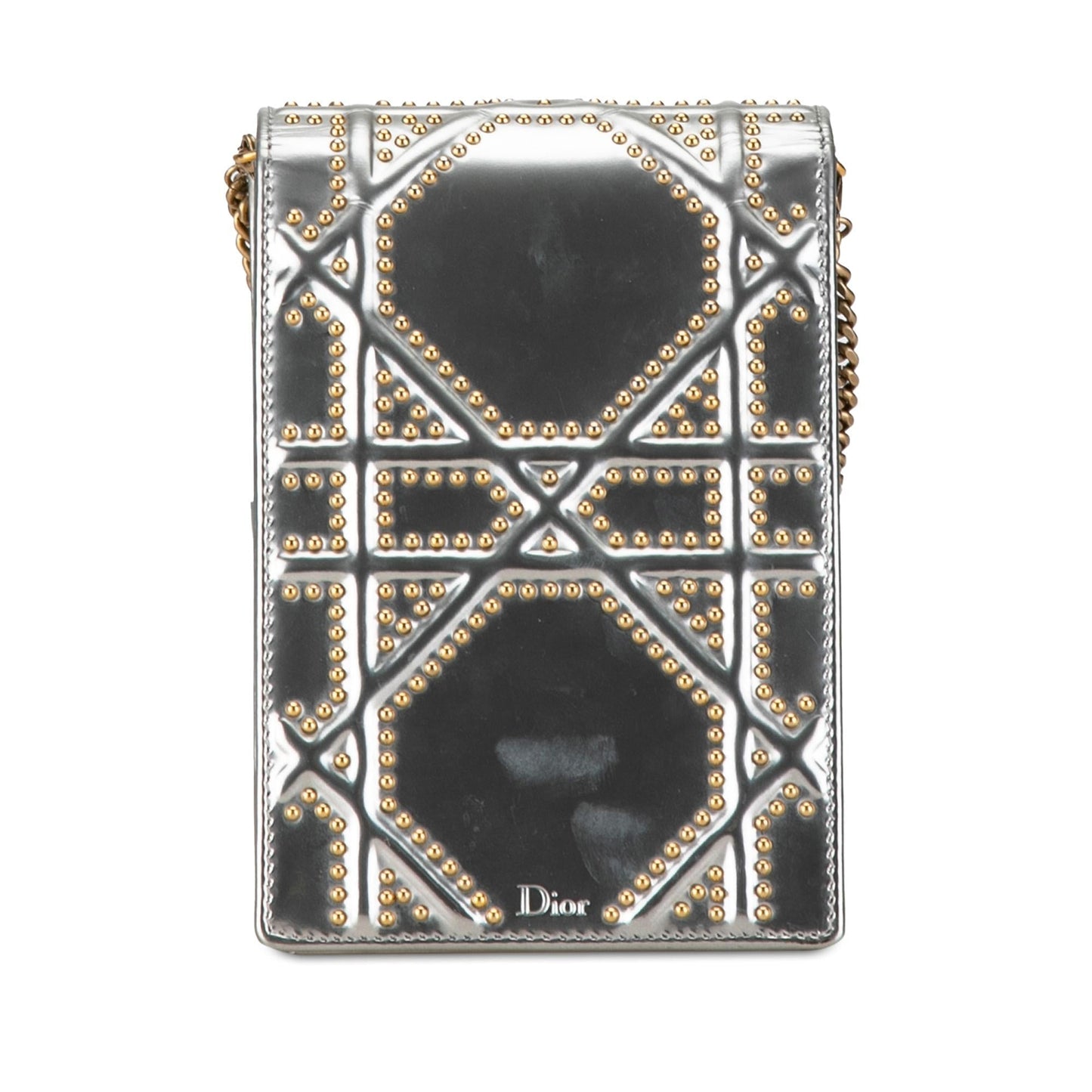 Dior Metallic Studded Calfskin Vertical ama Shg Qyukto Crossbody Crossbody Bag