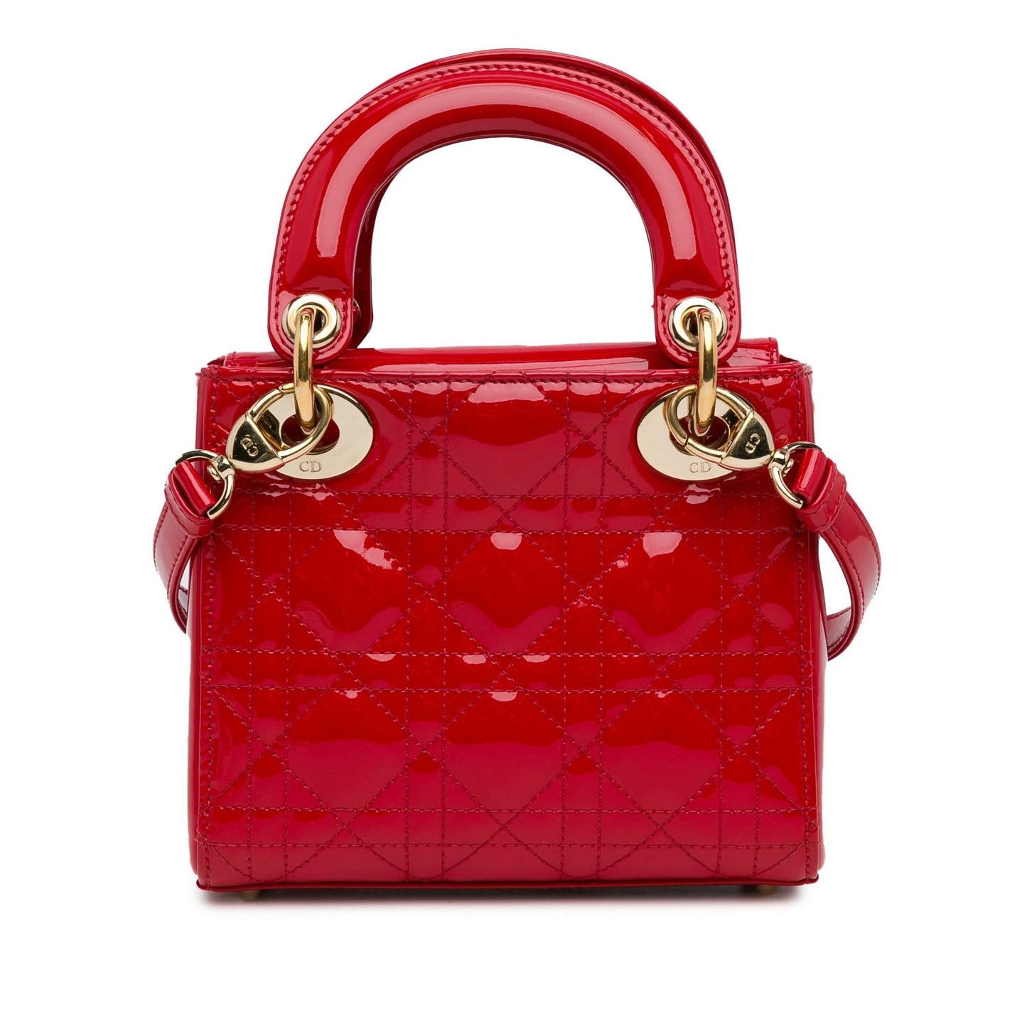 Dior Cannage Lady Shg Rcliul Satchel Bag Patent Mini