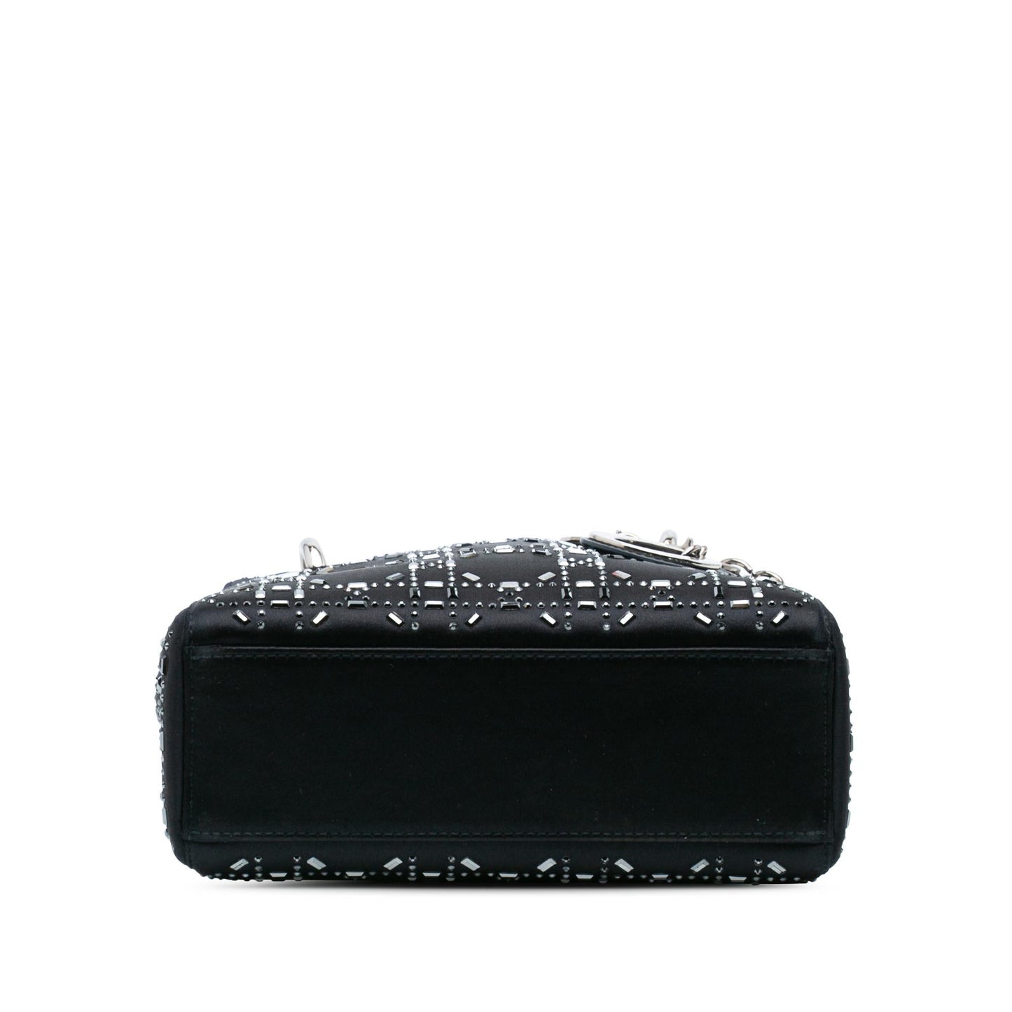 Dior Cannage Strass Crystal Embellished Lady Satchel Bag Satin Mini