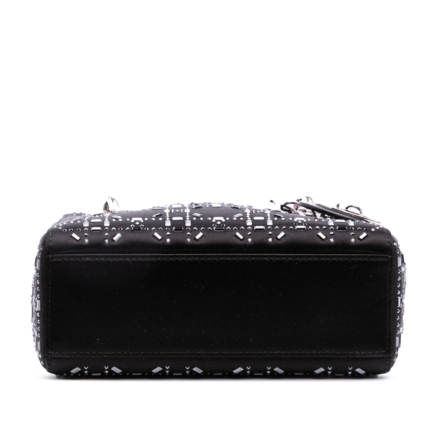 Dior Cannage Strass Crystal Embellished Lady Satchel Bag Satin Mini Lady Dior 3