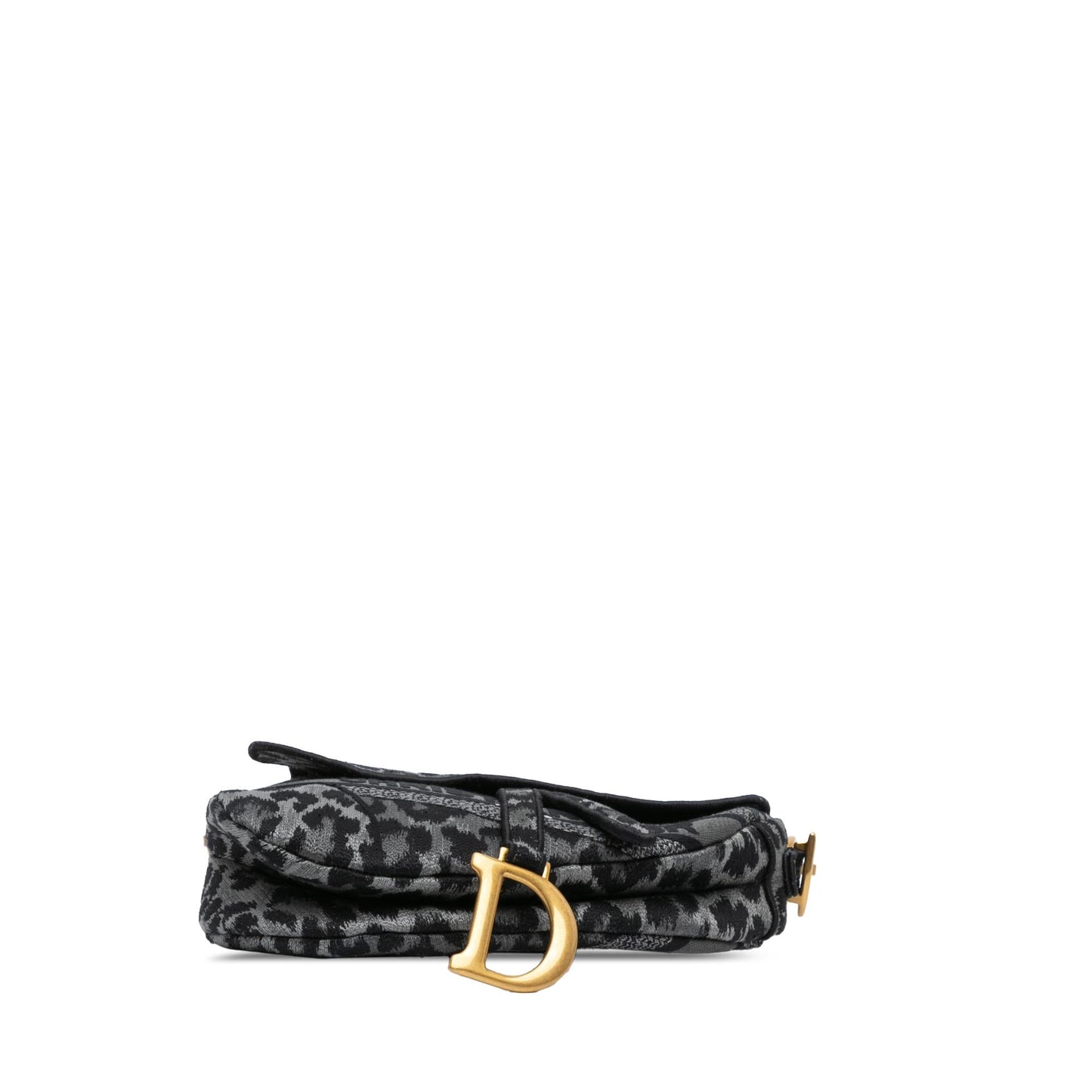 Dior Mizza Leopard Saddle Bag Canvas Embroidered Shoulder Bag