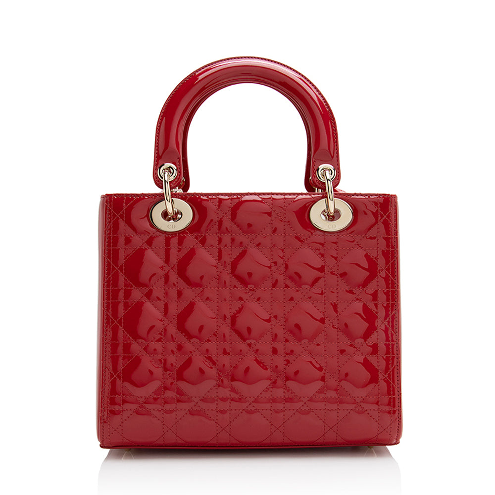 Dior Lady Tote Shf Leather Patent Medium Tote Bag Tote Shf 22059