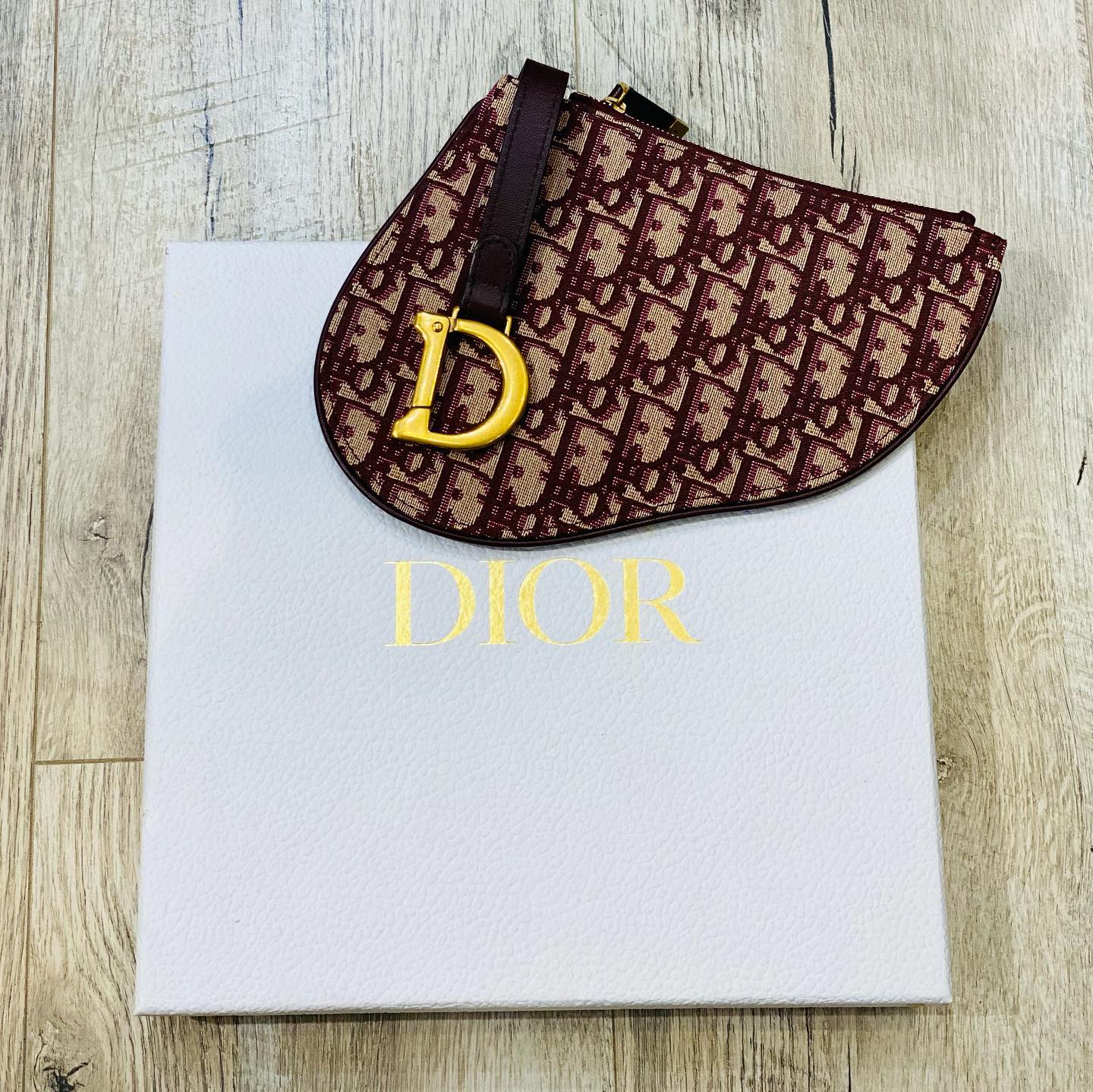 Dior Oblique Saddle Pouch Clutch Bordeaux Handbag Clutch Bag