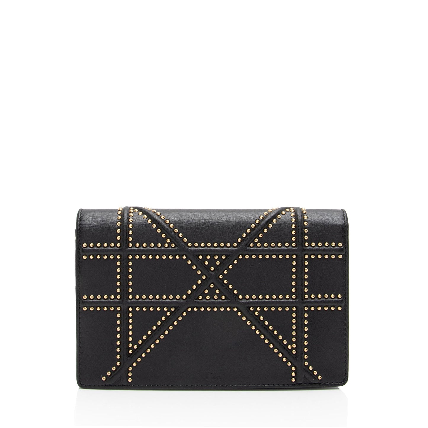 Dior Calfskin Studded ama Wallet On Bag Chain Crossbody Bag