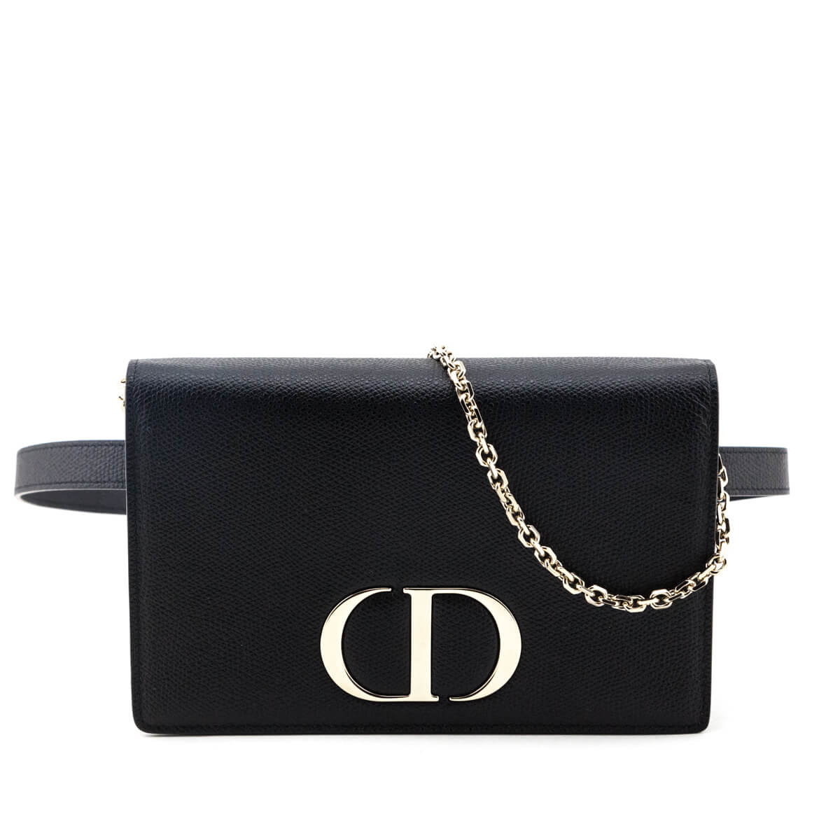 Dior Handbag Grained Calfskin 2-in-1 30 Montaigne Pouch Black Clutch Bag