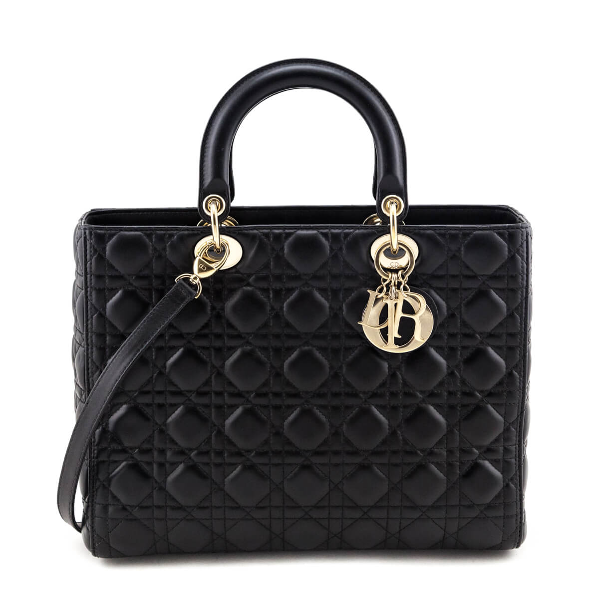 Dior Handbag Cannage Lady Bag Lambskin Black Large