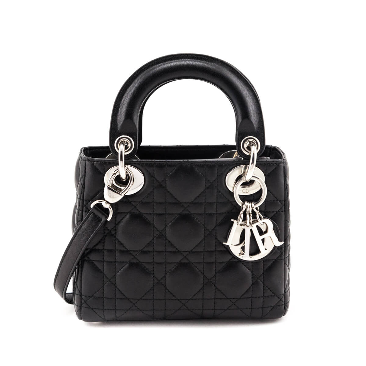Dior Handbag Cannage Lady Lambskin Black Mini Mini Bag