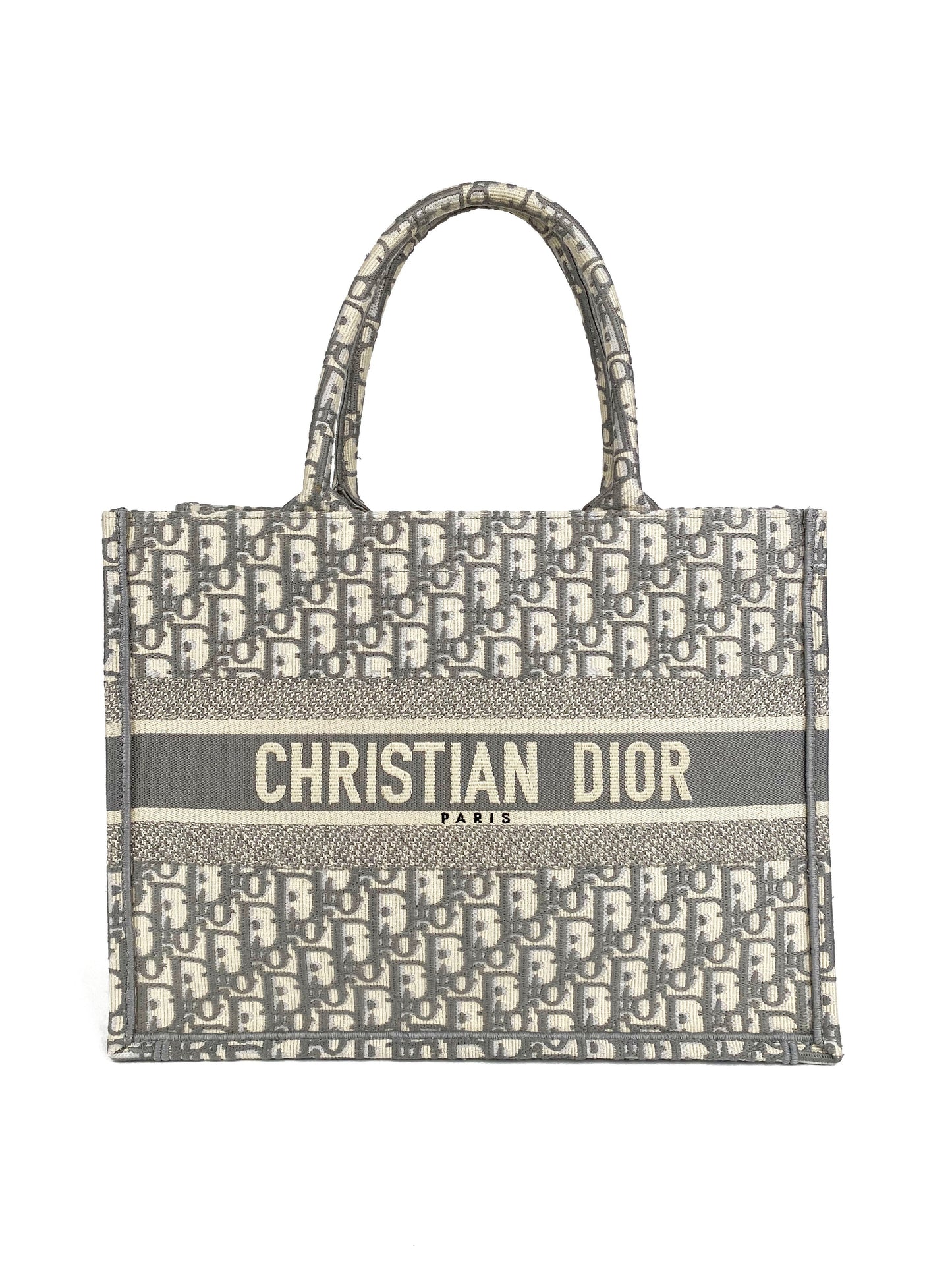 Dior Tote Bag Grey Oblique Book Tote Gray Small
