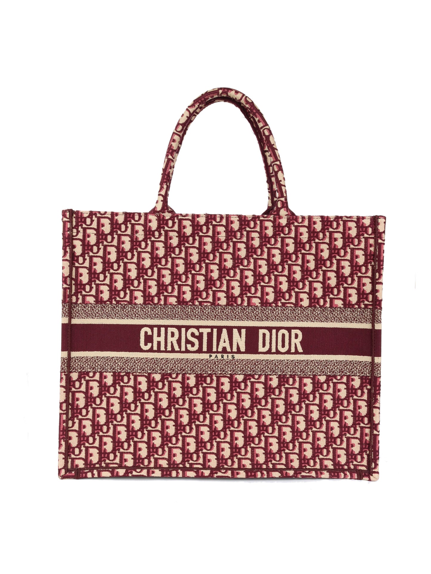 Dior Tote Bag Burgundy Oblique Book Tote Large