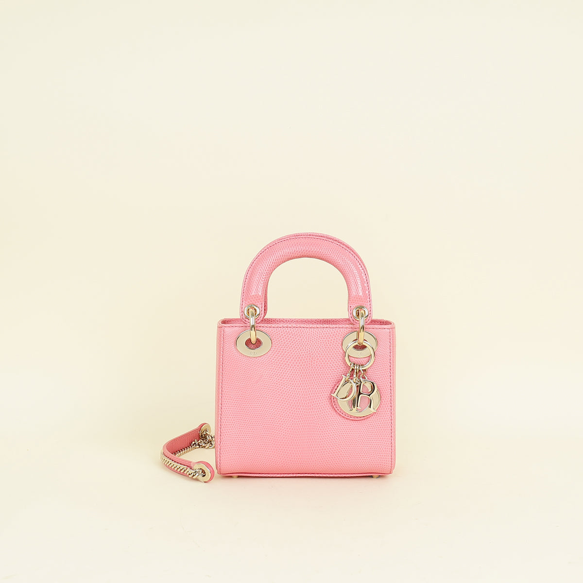 Dior Handbag Christian Lady Lizard Bag Pink Mini Chain Shoulder Bag