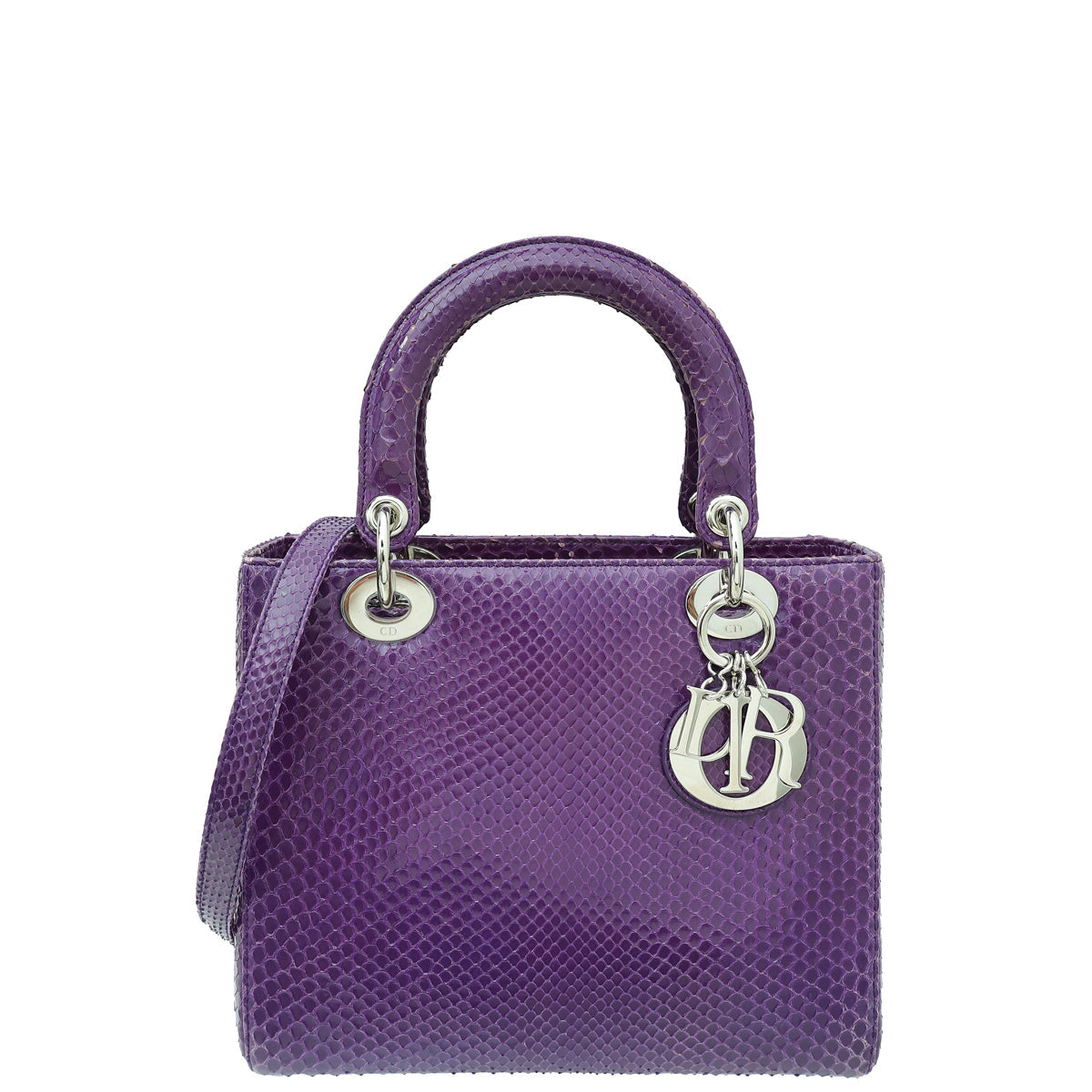 Dior Handbag Christian Violet Lady Bag 2 Python Medium Shoulder Bag