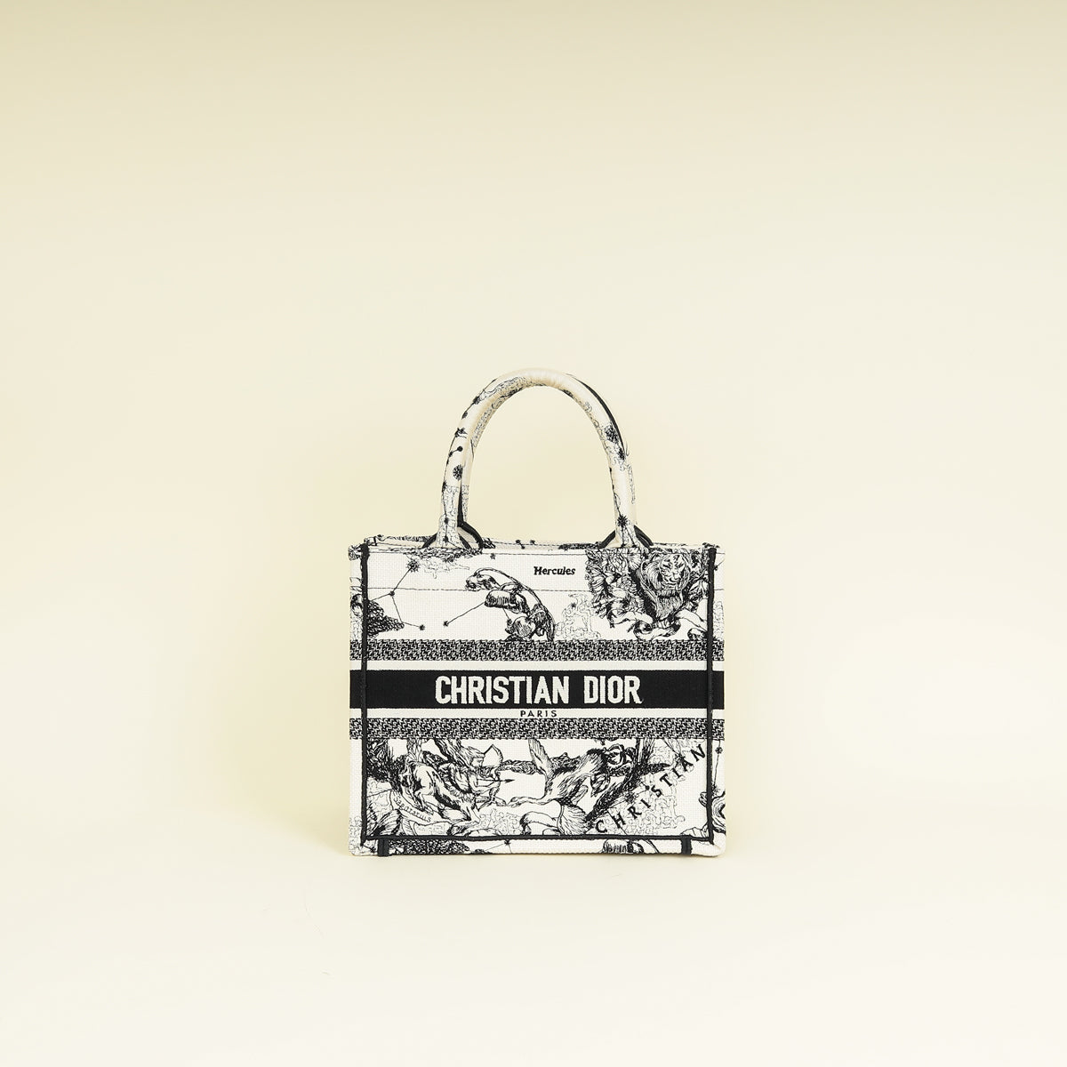 Dior Handbag Christian Bicolor Zodiac Embroidery Book Tote Bag Small