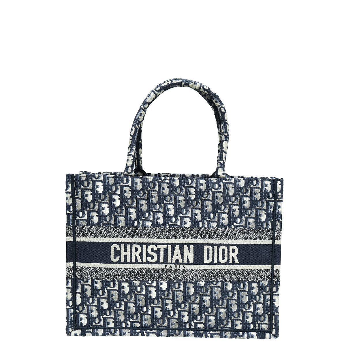 Dior Handbag Christian Oblique Book Tote Bag 2 Blue Navy Medium