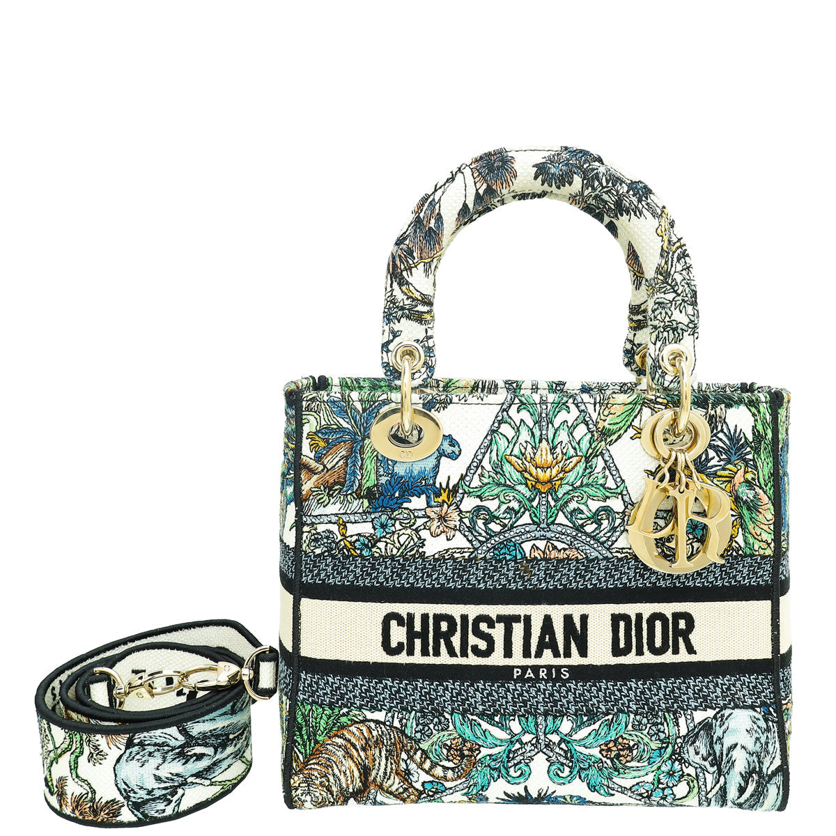 Dior Handbag Christian Étoile de Voyage Embroidery Lady D-Lite Multicolor Medium Shoulder Bag