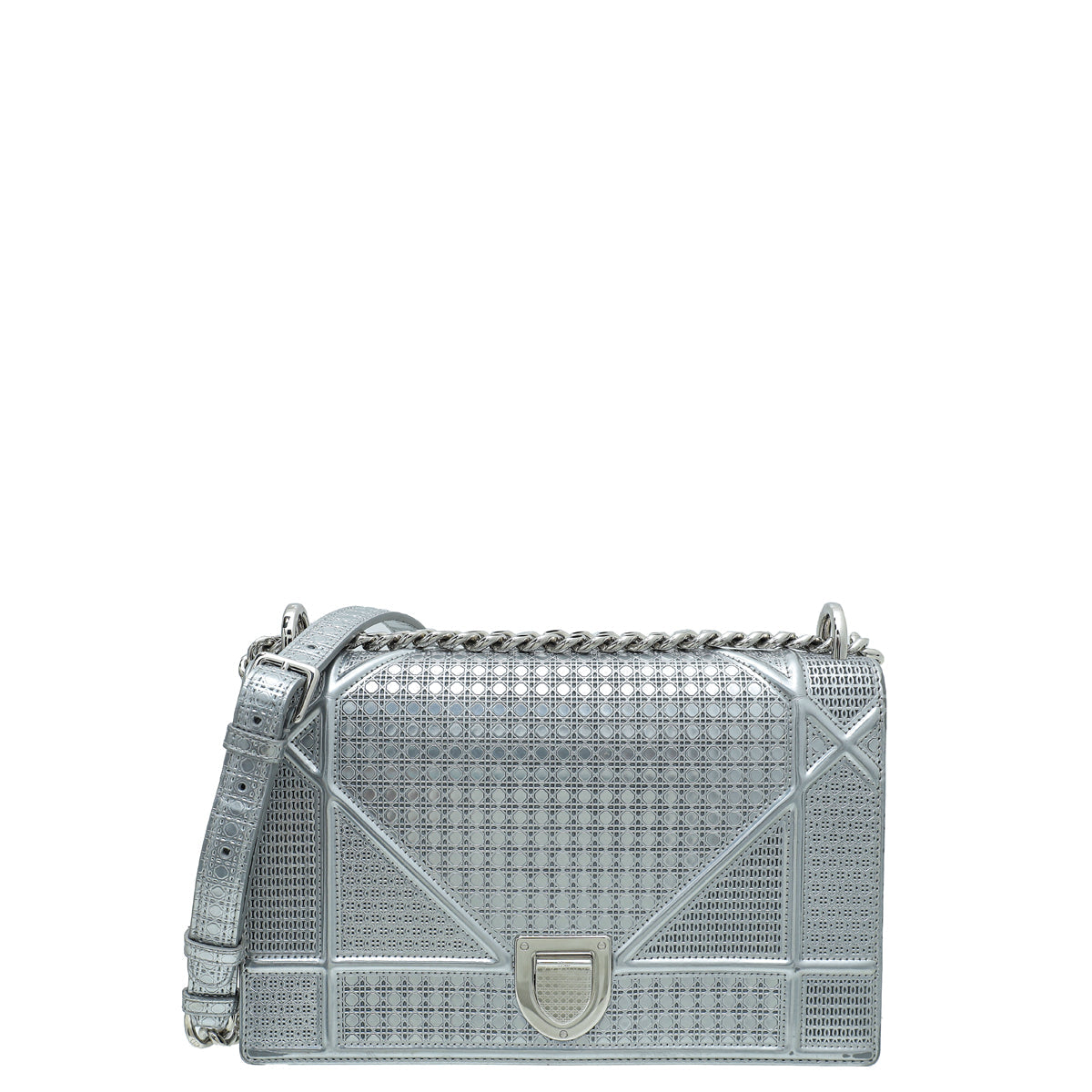 Dior Handbag Christian Cannage ama Shoulder Bag Silver Medium Micro