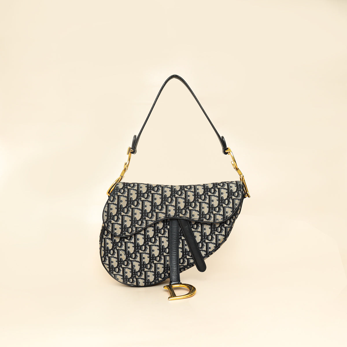 Dior Handbag Christian Oblique Saddle Bag 3 Blue Navy Medium Shoulder Bag