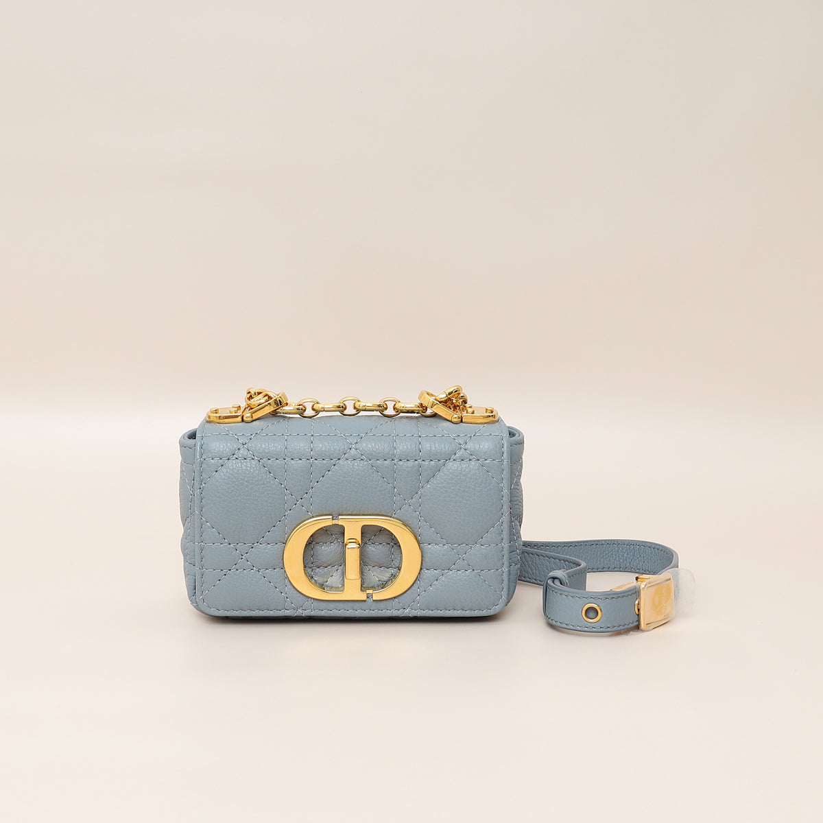Dior Handbag Christian Cannage Caro Bag Blue Micro Shoulder Bag