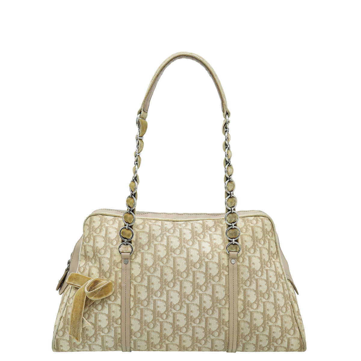 Dior Handbag Christian Oblique Trotter Romantique Shoulder Bag Beige