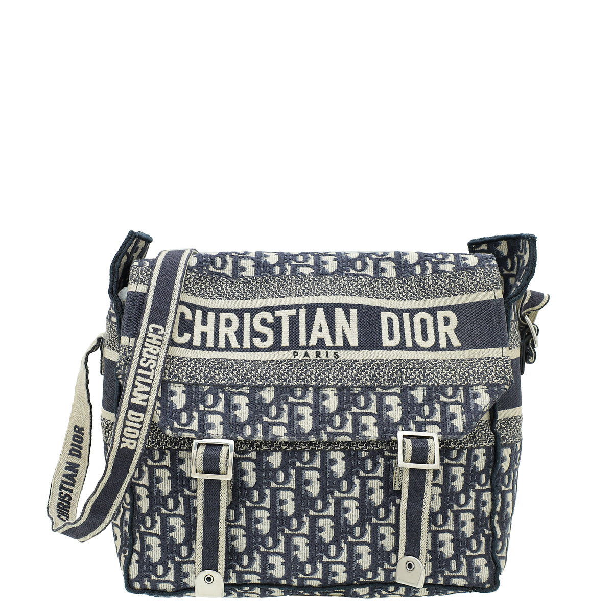 Dior Handbag Christian Oblique camp Bag Blue Medium Shoulder Bag