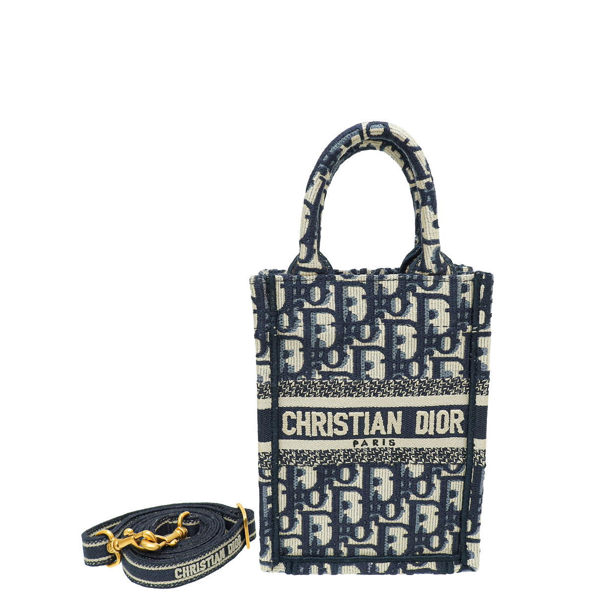Dior Handbag Christian Oblique Vertical Book Tote Bag Blue Navy Mini Shoulder Bag