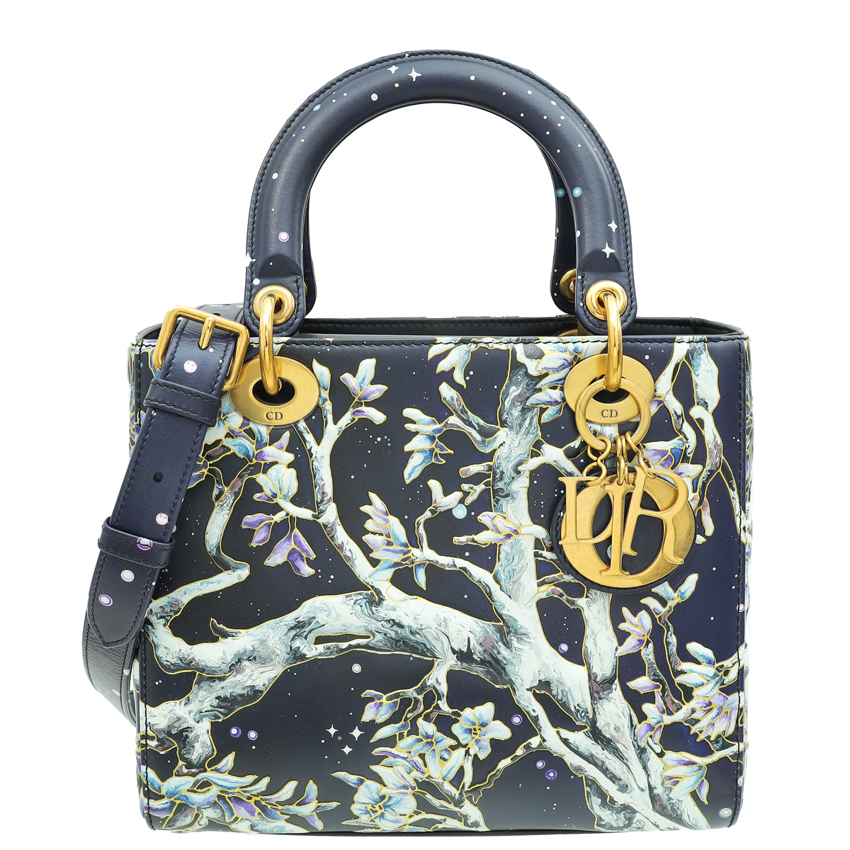 Dior Handbag Christian Dark L.E Lady Rib Shaw Bag Blue Medium Shoulder Bag