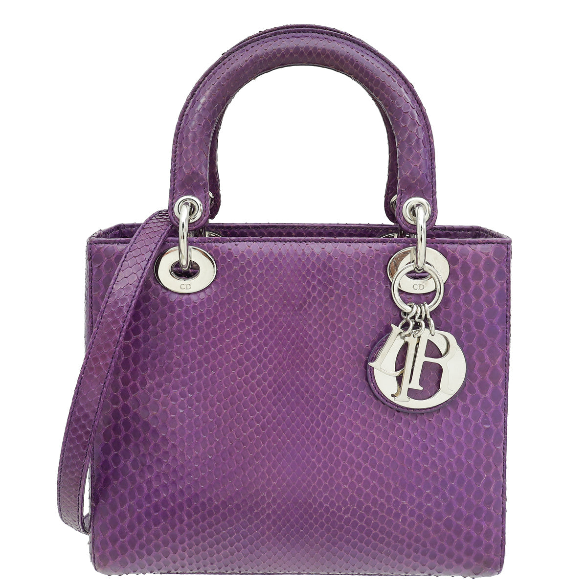 Dior Handbag Christian Violet Lady Bag 4 Python Medium Shoulder Bag