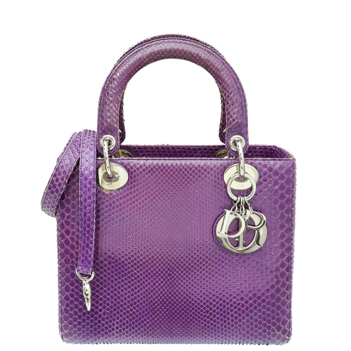 Dior Handbag Christian Violet Lady Bag Python Medium Shoulder Bag