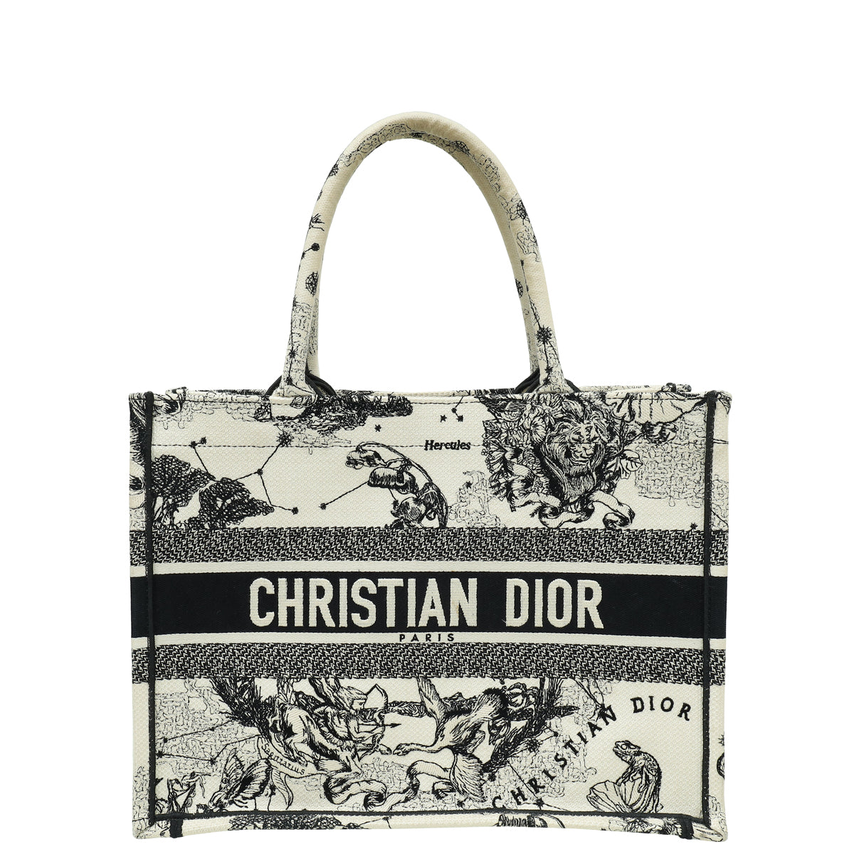 Dior Handbag Christian Bicolor Zodiac Book Tote Bag Medium Embroidered