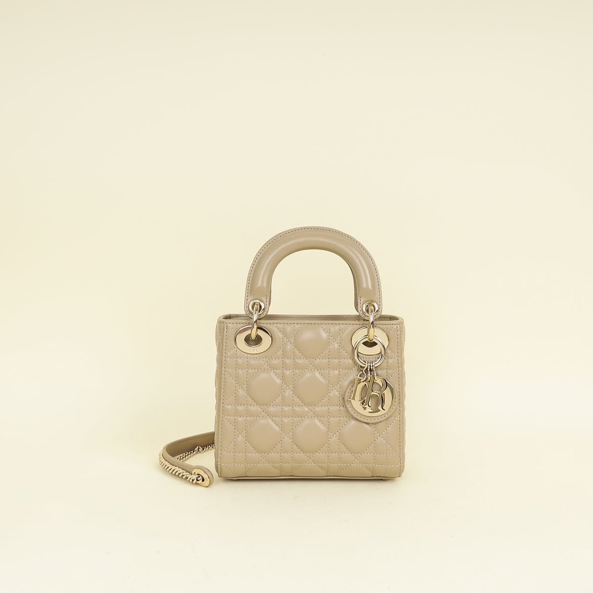 Dior Handbag Christian Lady Bag 2 Beige Mini Chain Shoulder Bag