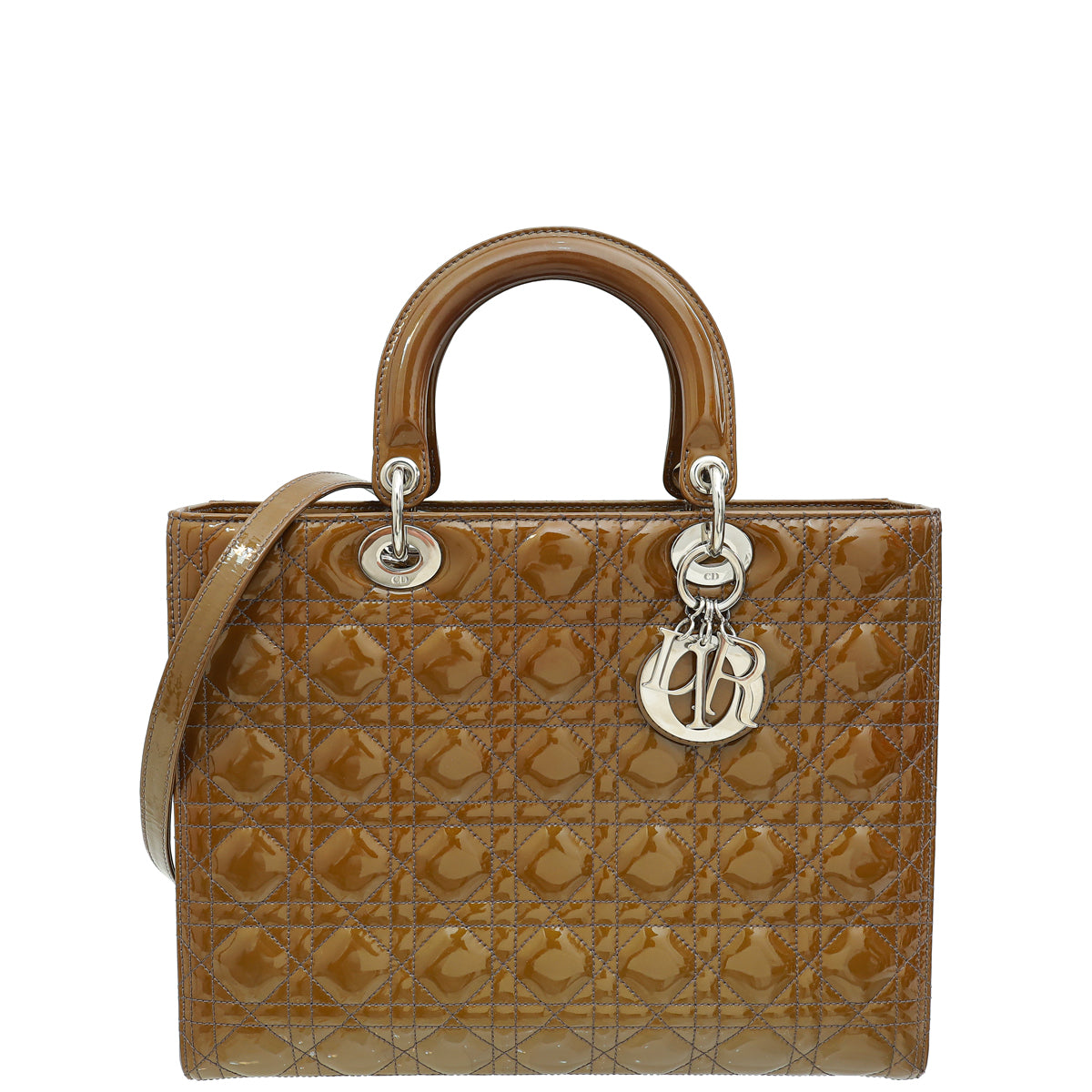Dior Handbag Christian Golden Lady Bag Brown Large Shoulder Bag