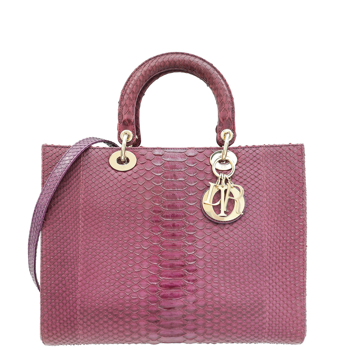 Dior Handbag Christian Lady Bag Python Purple Large Shoulder Bag