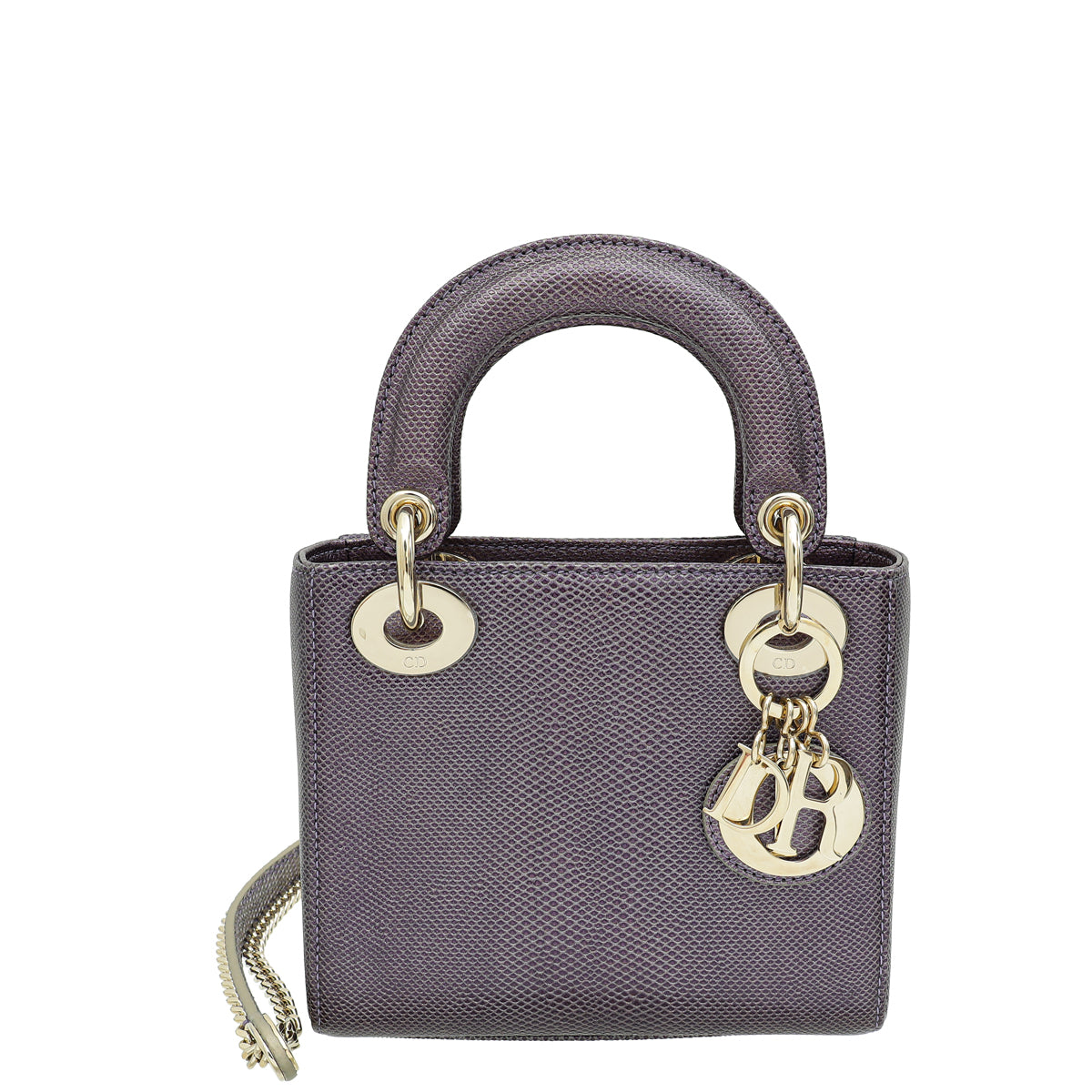 Dior Handbag Christian Lizard Lady Bag Purple Mini Shoulder Bag