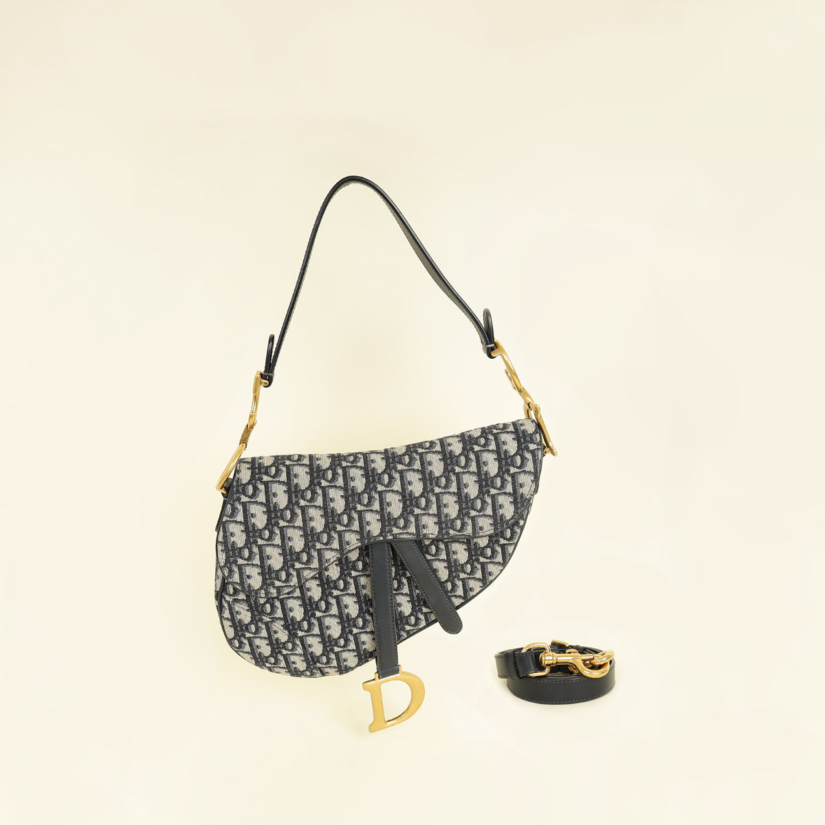Dior Handbag Christian Oblique Saddle Bag Navy Medium Shoulder Bag