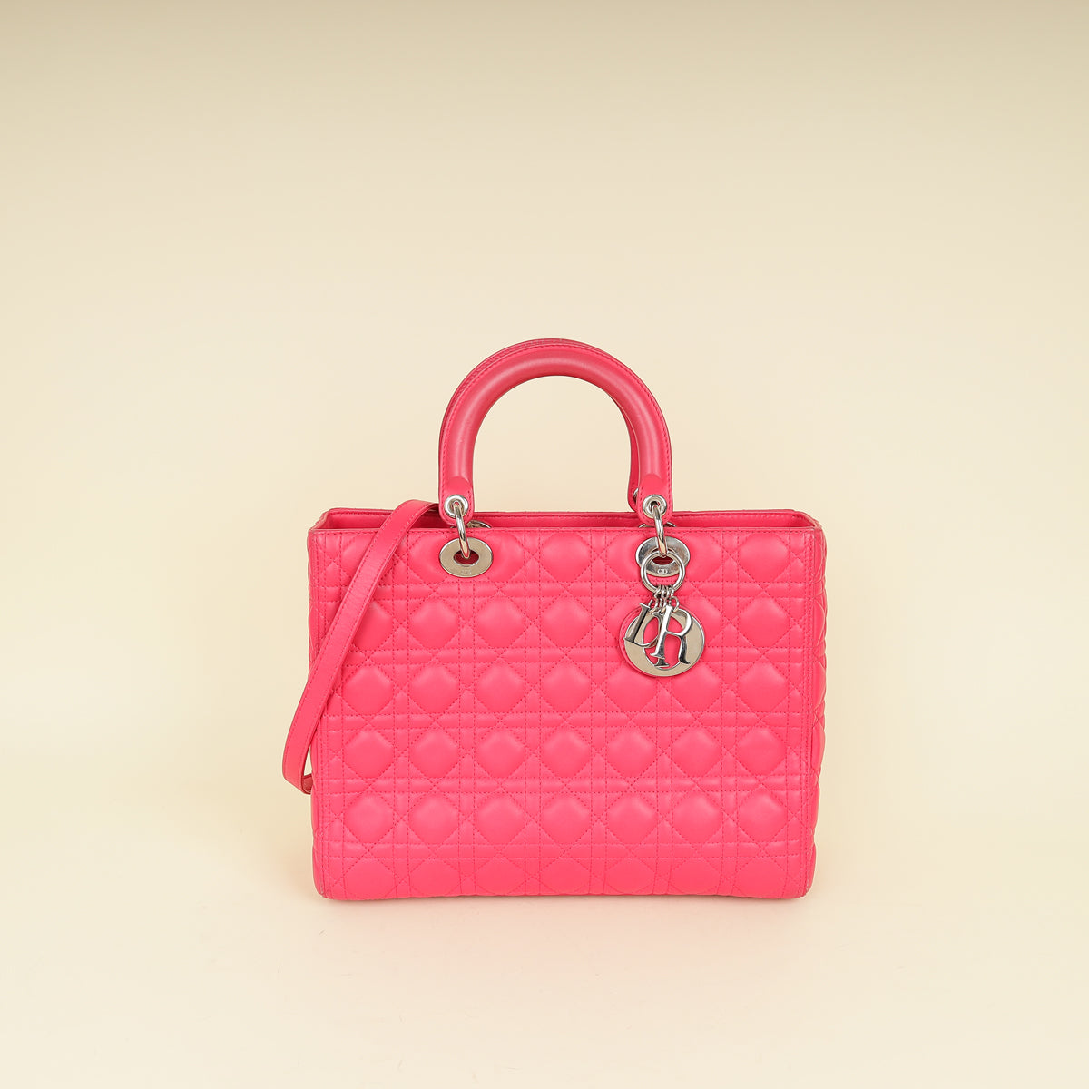 Dior Handbag Christian Cannage Lady Bag Pink Large Shoulder Bag