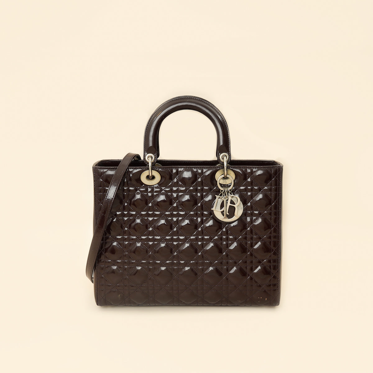 Dior Handbag Christian Chocolate Lady Bag Large Shoulder Bag