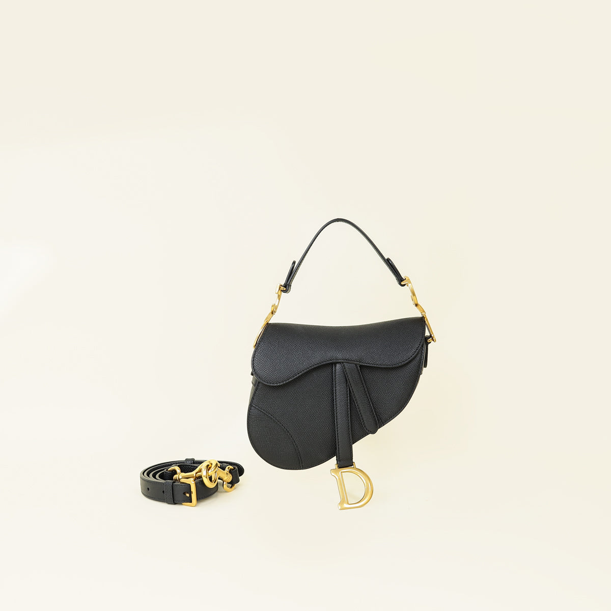 Dior Handbag Christian Saddle Bag with Strap Black Mini Shoulder Bag