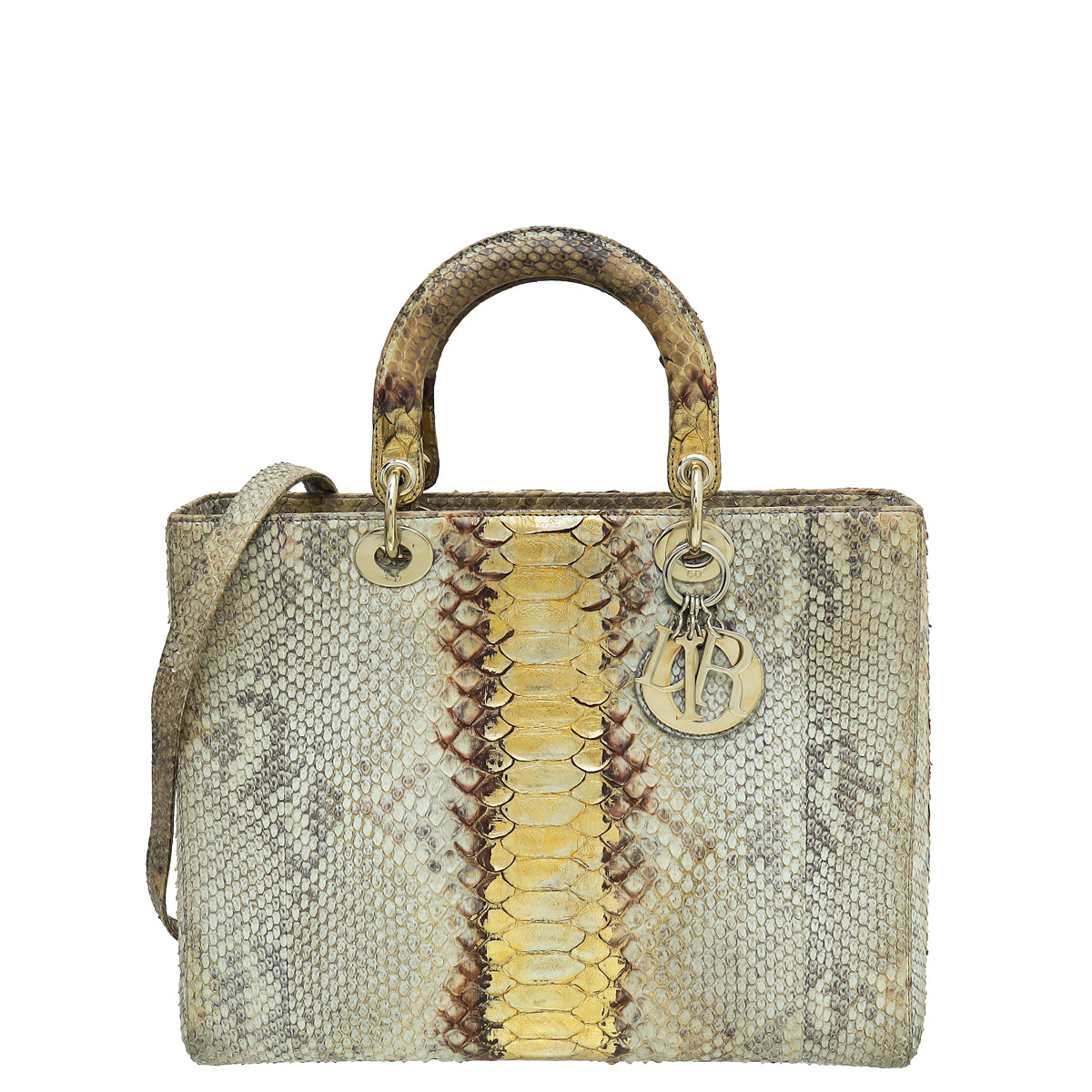 Dior Handbag Christian Bicolor Ombre Lady Bag Python Large Shoulder Bag