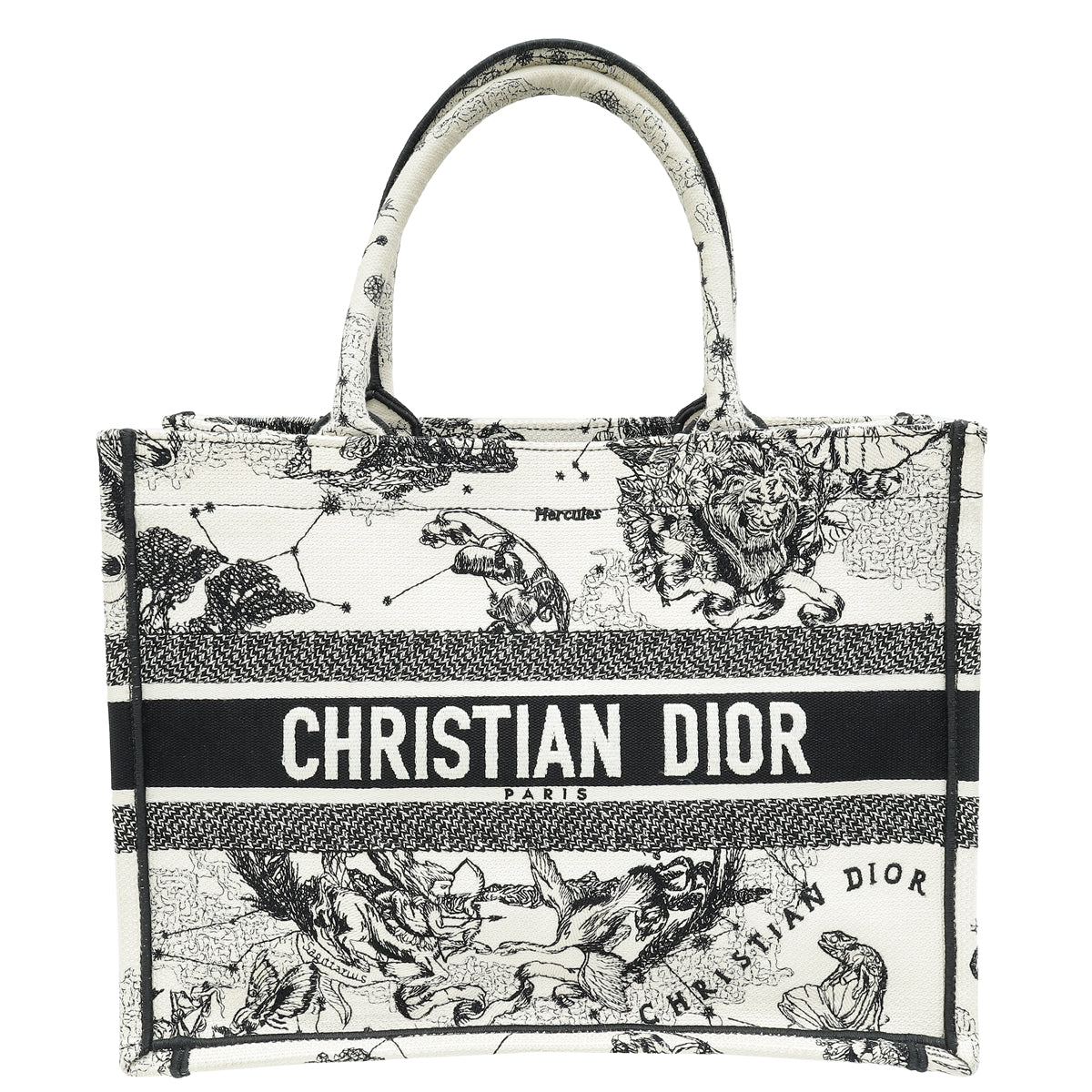 Dior Handbag Christian Bicolor Zodiac Embroidery Book Tote Bag Medium